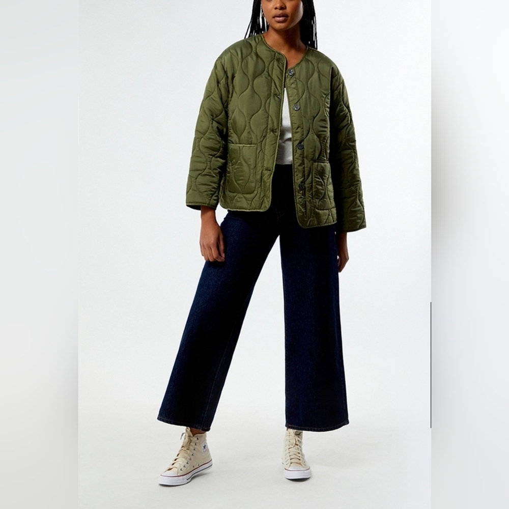 BNWT Obey Wicked World Quilted Liner Jacket Green L Utility Streetwear Graphic - Picture 3 of 16